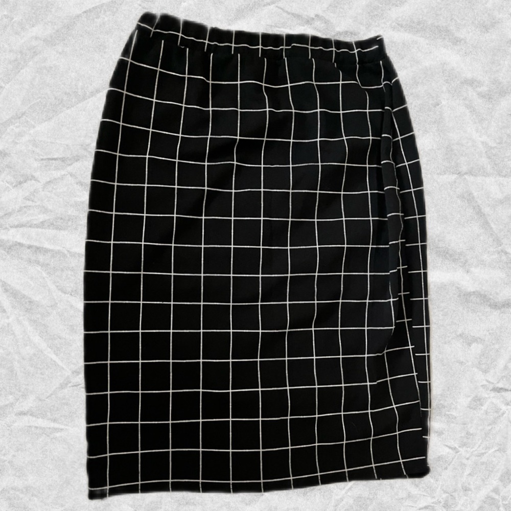 Boohoo Grid Pencil Skirt